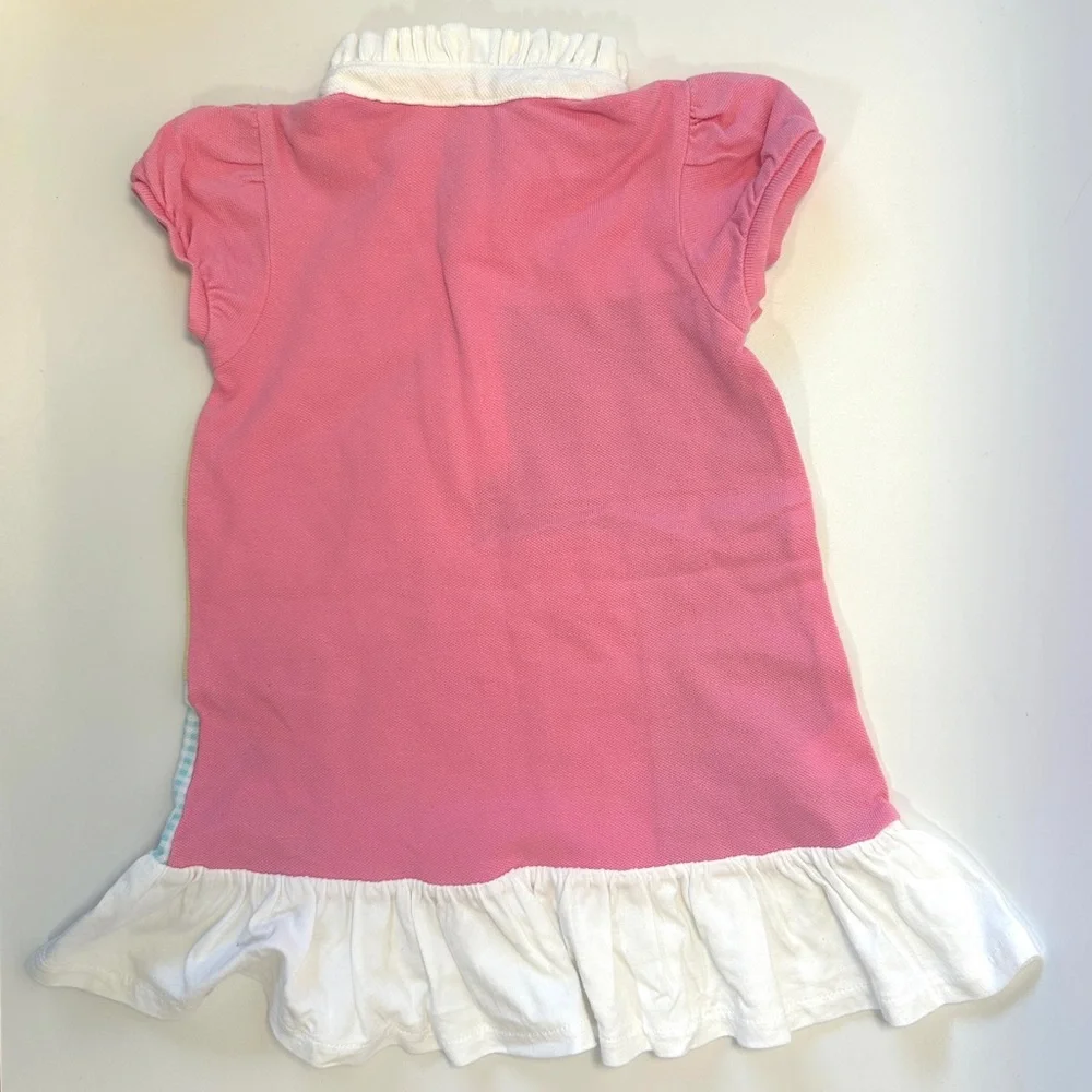 Ralph Lauren Patchwork Pastel Baby Girls Frill Polo Dress 18M Pony Madras‎ Retro